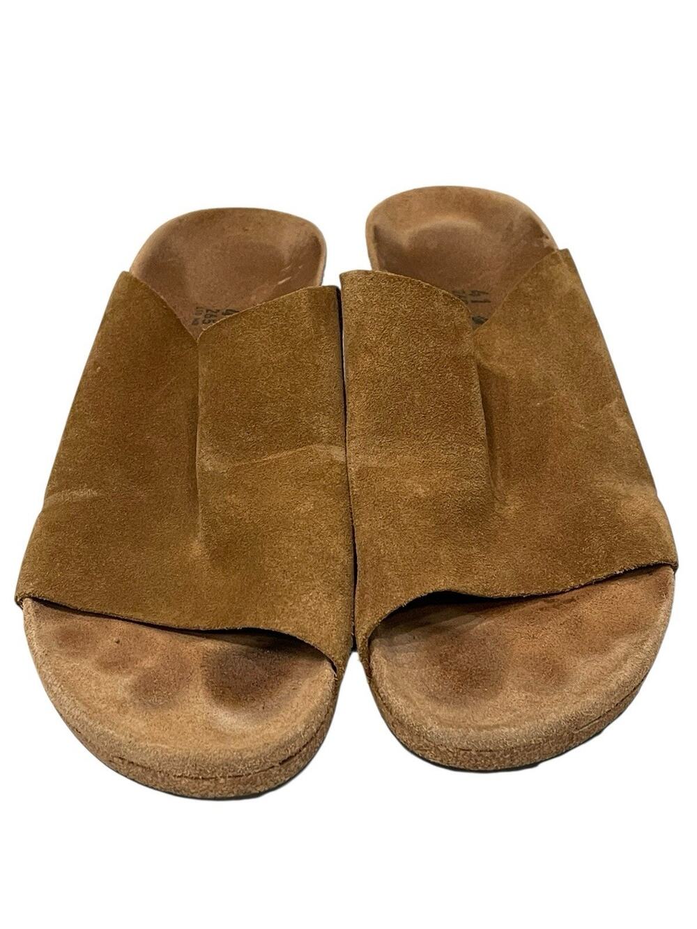 Birkenstock Papillio Tan Suede Leather Cork Wedge Slip On Sandals L-10